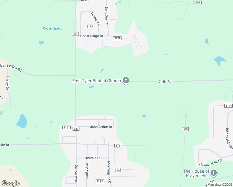 map of restaurants, bars, coffee shops, grocery stores, and more near 10122 7 Hill Road in Tyler