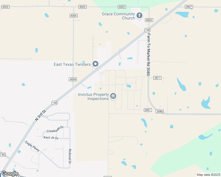map of restaurants, bars, coffee shops, grocery stores, and more near 2921 Emma Lane in Mabank