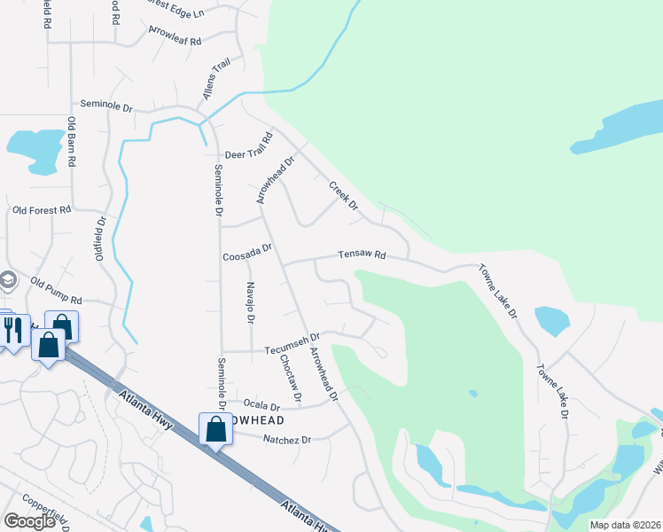map of restaurants, bars, coffee shops, grocery stores, and more near 141 Tensaw Road in Montgomery