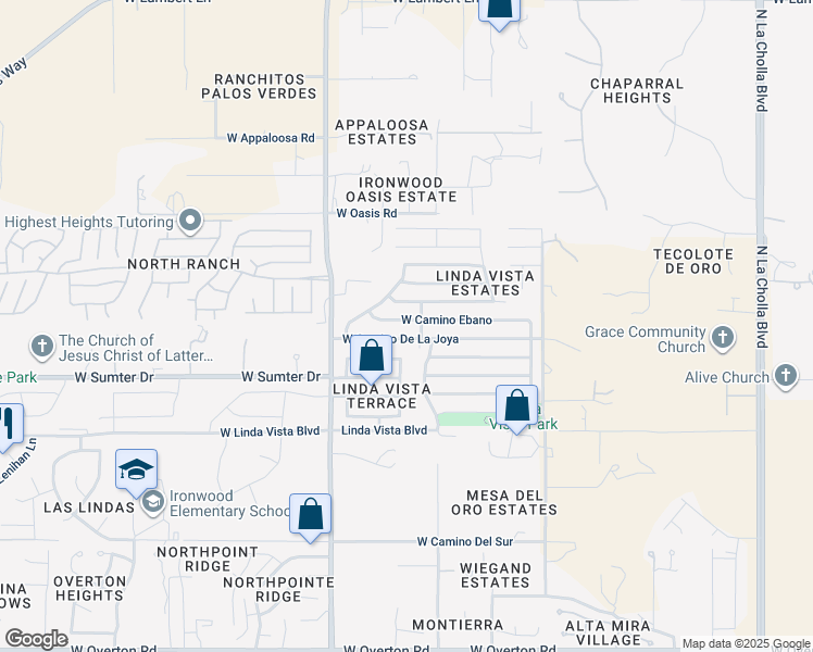 map of restaurants, bars, coffee shops, grocery stores, and more near 2761 West Camino Ebano in Tucson