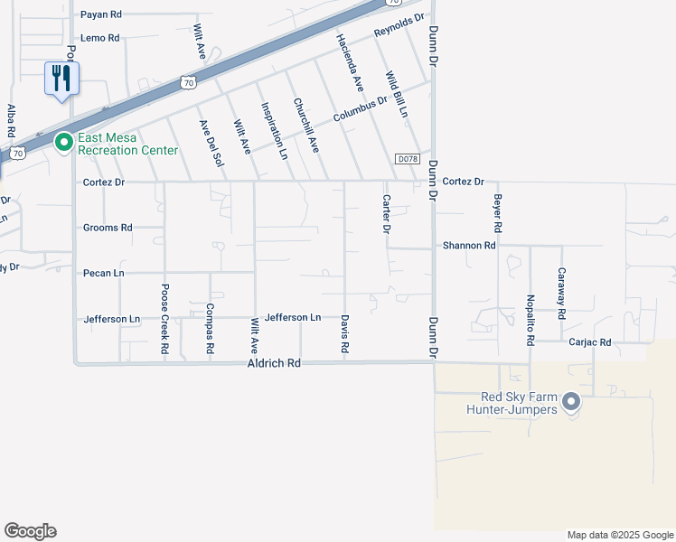 map of restaurants, bars, coffee shops, grocery stores, and more near 4903 Davis Road in Las Cruces