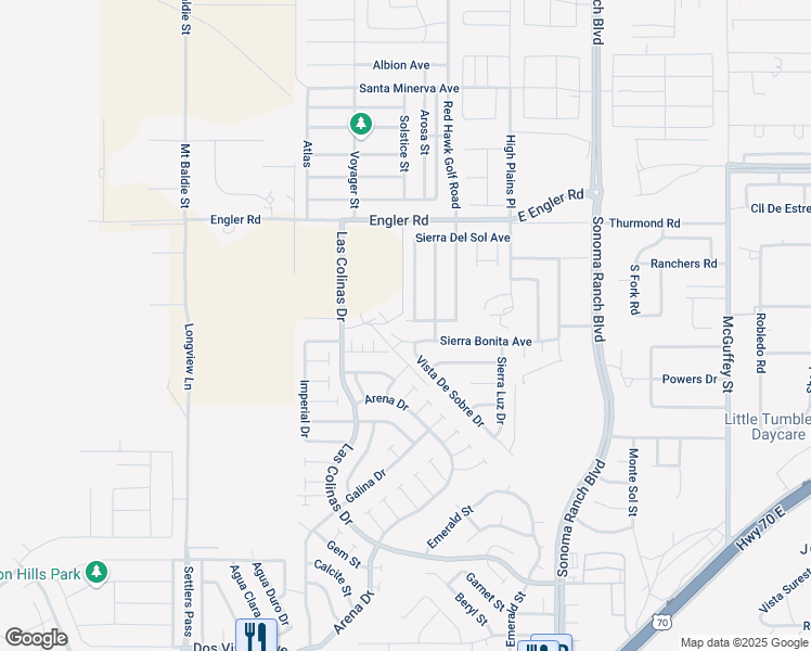 map of restaurants, bars, coffee shops, grocery stores, and more near 3502 Calle de Sierra in Las Cruces