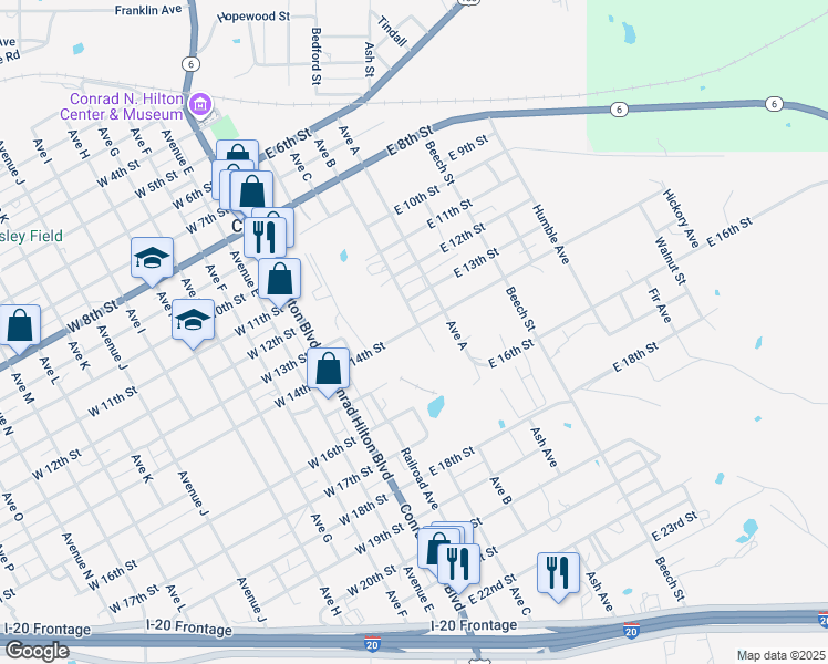 map of restaurants, bars, coffee shops, grocery stores, and more near 210 East 14th Street in Cisco
