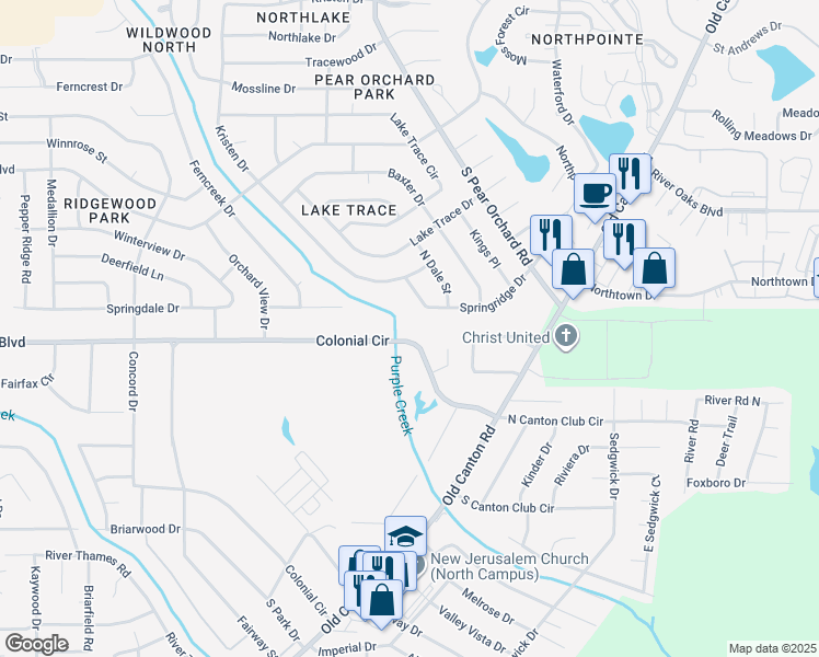 map of restaurants, bars, coffee shops, grocery stores, and more near 1813 Springridge Dr in Jackson