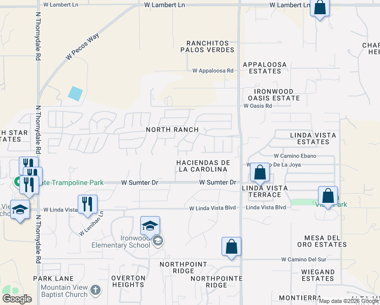 map of restaurants, bars, coffee shops, grocery stores, and more near 3150 West Star Ranch Trail in Tucson