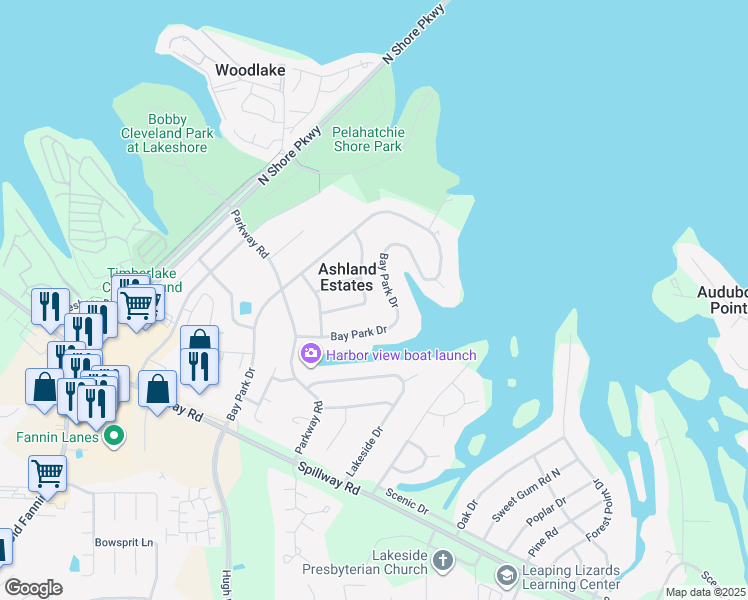 map of restaurants, bars, coffee shops, grocery stores, and more near 114 Park Lane in Brandon