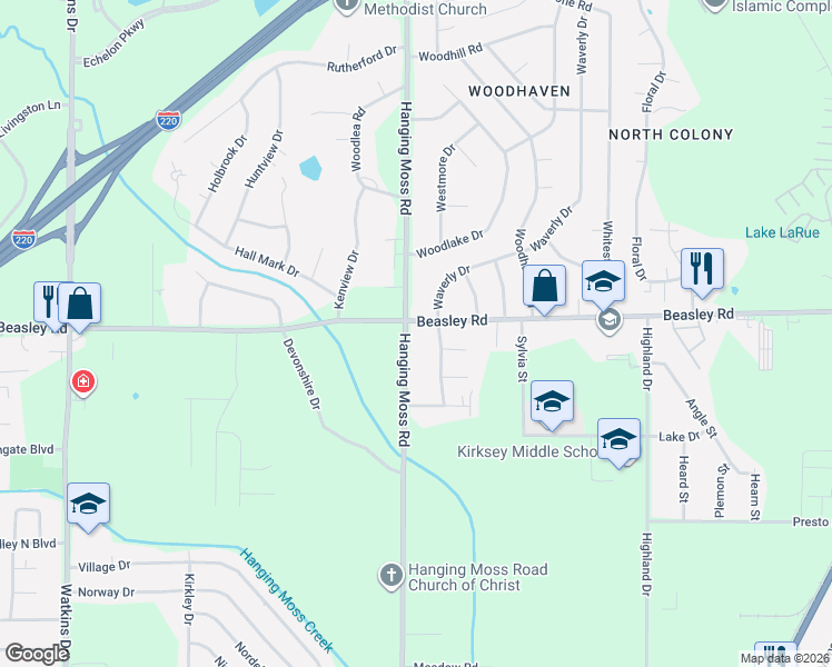 map of restaurants, bars, coffee shops, grocery stores, and more near 785 Beasley Road in Jackson