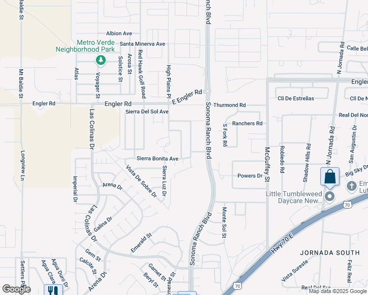 map of restaurants, bars, coffee shops, grocery stores, and more near 7510 Monte Verde Place in Las Cruces