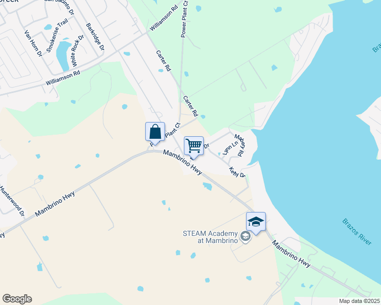 map of restaurants, bars, coffee shops, grocery stores, and more near 3605 Mandy Drive in Granbury