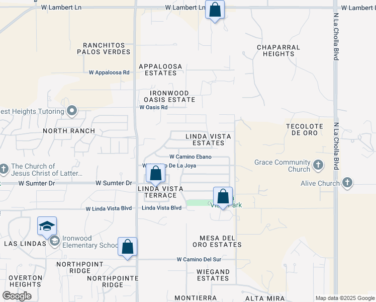 map of restaurants, bars, coffee shops, grocery stores, and more near 2691 West Camino Llano in Tucson