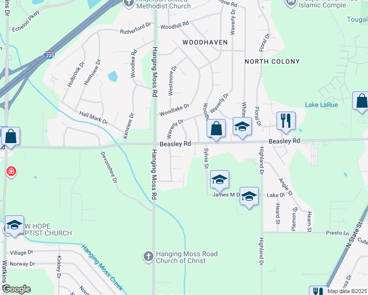 map of restaurants, bars, coffee shops, grocery stores, and more near 767 Beasley Road in Jackson