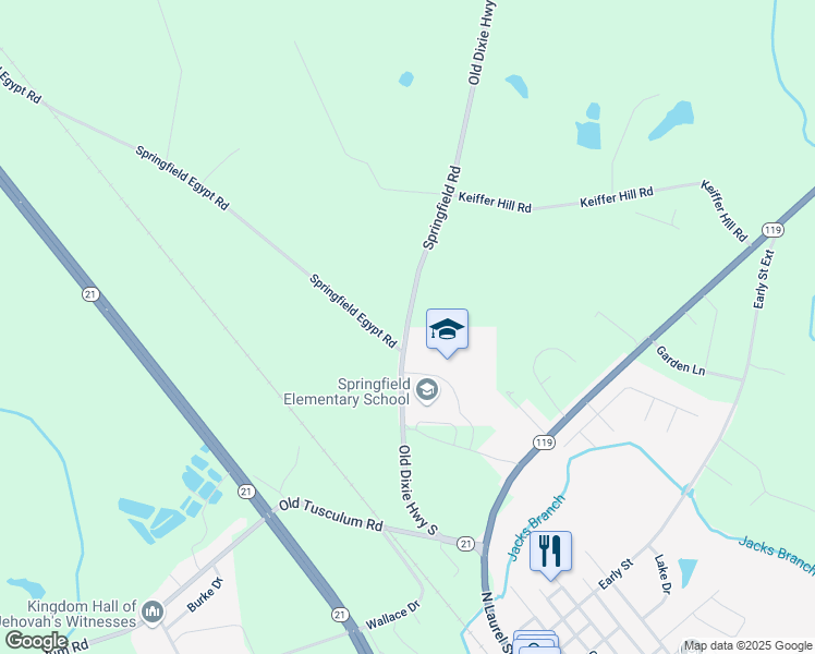 map of restaurants, bars, coffee shops, grocery stores, and more near 372 Old Dixie Highway South in Springfield