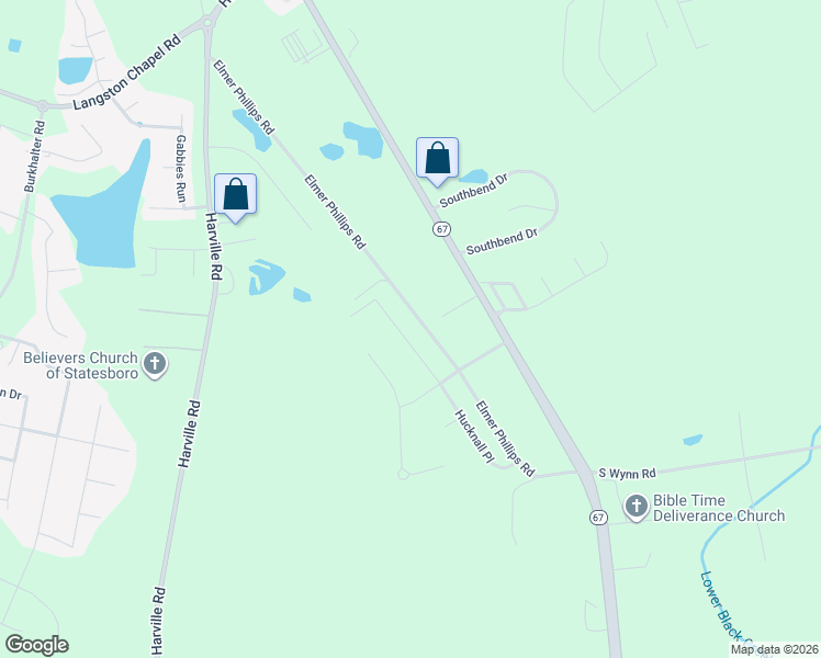 map of restaurants, bars, coffee shops, grocery stores, and more near 1510 Mansfield Road in Statesboro