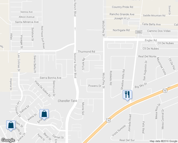 map of restaurants, bars, coffee shops, grocery stores, and more near 4921 South Fork Road in Las Cruces