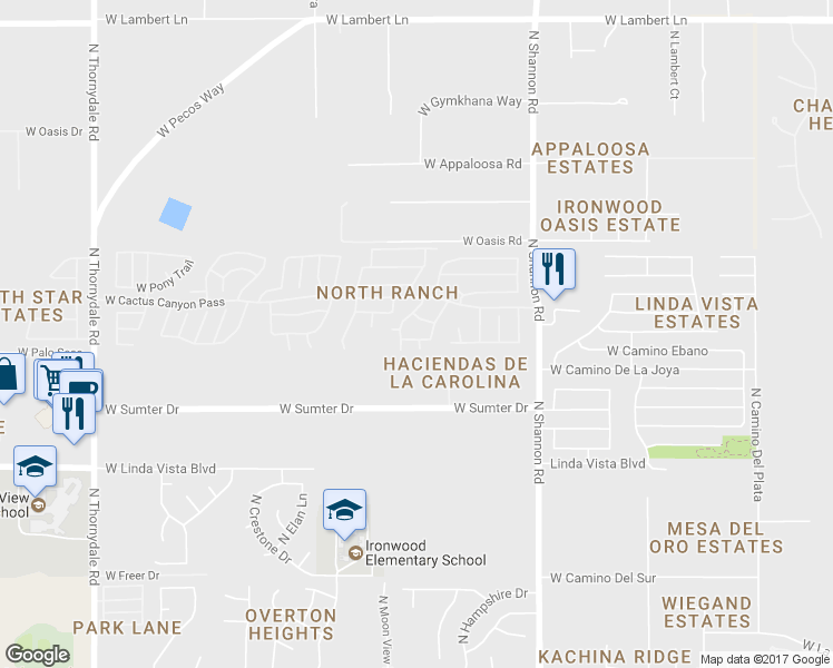 map of restaurants, bars, coffee shops, grocery stores, and more near 3150 West Star Ranch Trail in Tucson
