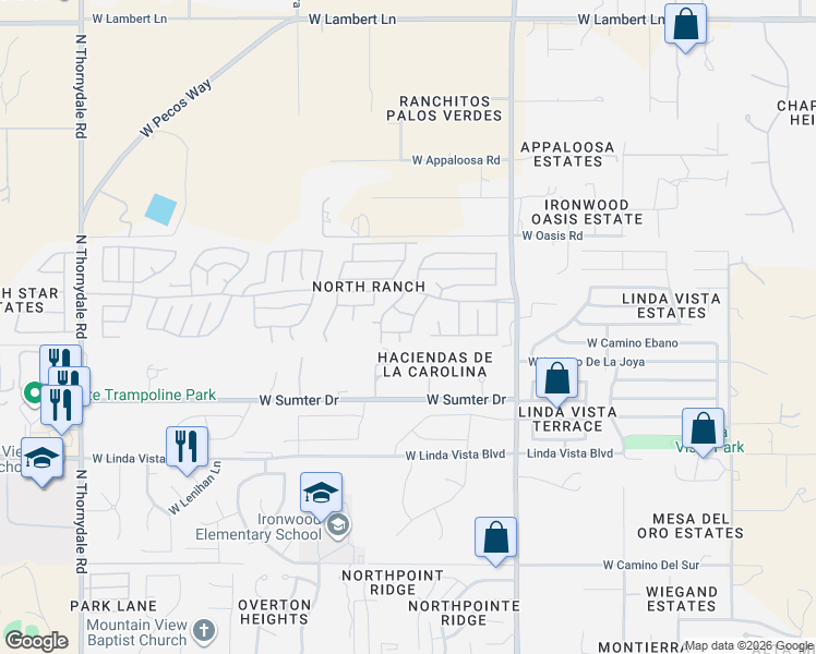 map of restaurants, bars, coffee shops, grocery stores, and more near 3130 West Star Ranch Trail in Tucson