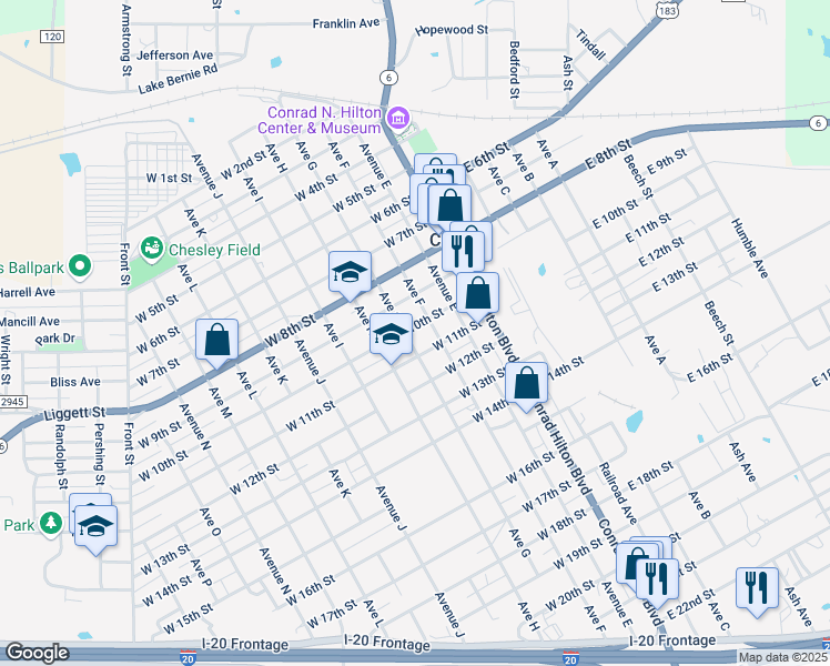 map of restaurants, bars, coffee shops, grocery stores, and more near 307 West 10th Street in Cisco