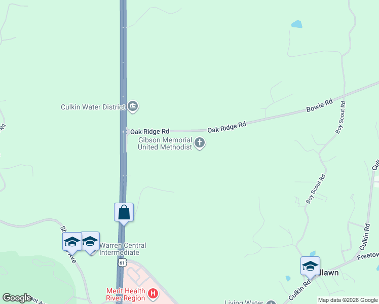 map of restaurants, bars, coffee shops, grocery stores, and more near 275 Oak Ridge Road in Vicksburg