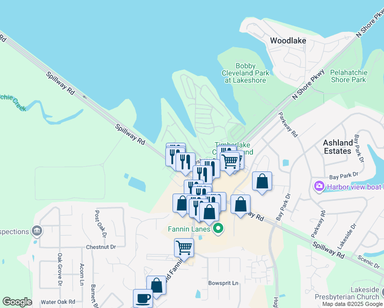 map of restaurants, bars, coffee shops, grocery stores, and more near 7 East Bluff in Brandon