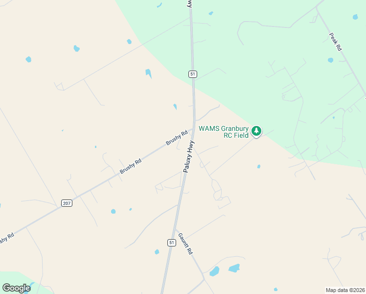 map of restaurants, bars, coffee shops, grocery stores, and more near 1515 Brushy Road in Granbury