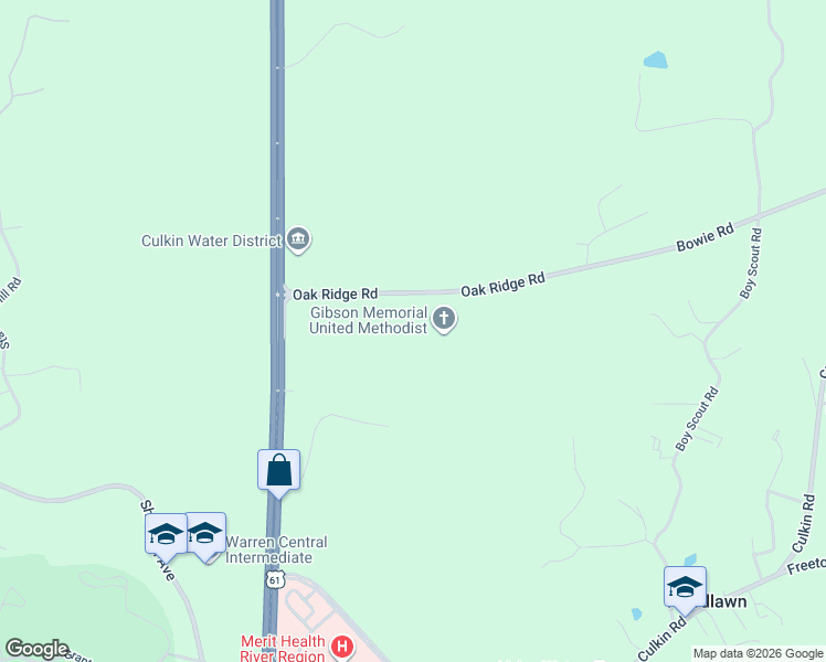 map of restaurants, bars, coffee shops, grocery stores, and more near 275 Oak Ridge Road in Vicksburg