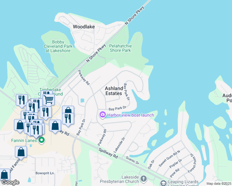 map of restaurants, bars, coffee shops, grocery stores, and more near 114 Park Lane in Brandon