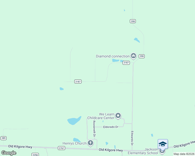 map of restaurants, bars, coffee shops, grocery stores, and more near 15829 Shady Creek Road in Tyler