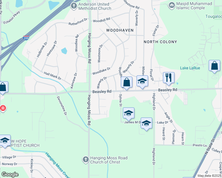 map of restaurants, bars, coffee shops, grocery stores, and more near 767 Beasley Road in Jackson