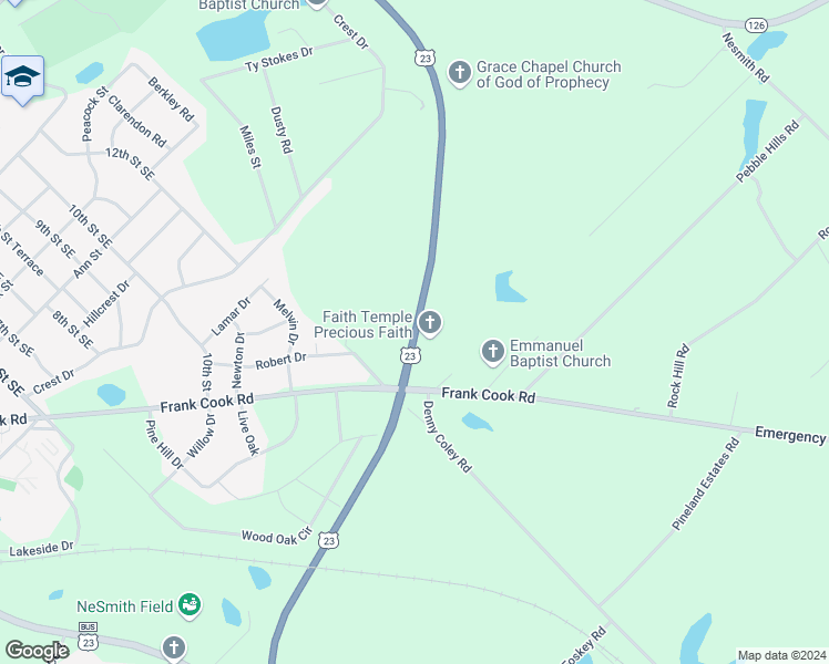 map of restaurants, bars, coffee shops, grocery stores, and more near Georgia 87 in Cochran
