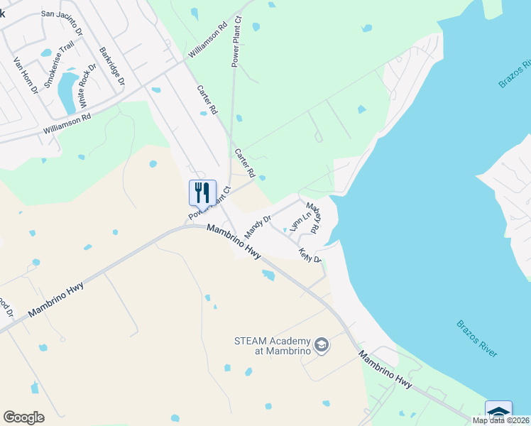 map of restaurants, bars, coffee shops, grocery stores, and more near 3618 Mandy Drive in Granbury