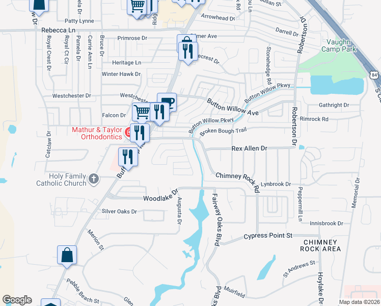 map of restaurants, bars, coffee shops, grocery stores, and more near 5209 Hunters Circle in Abilene
