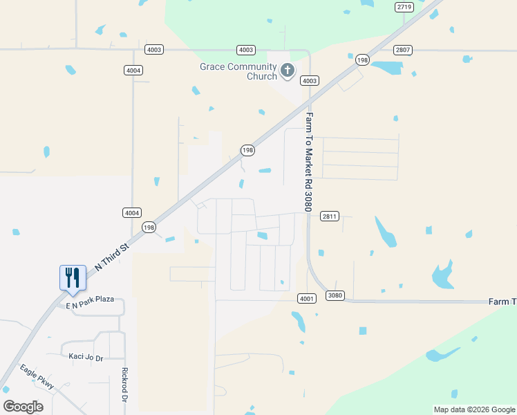 map of restaurants, bars, coffee shops, grocery stores, and more near 1033 Baker in Mabank