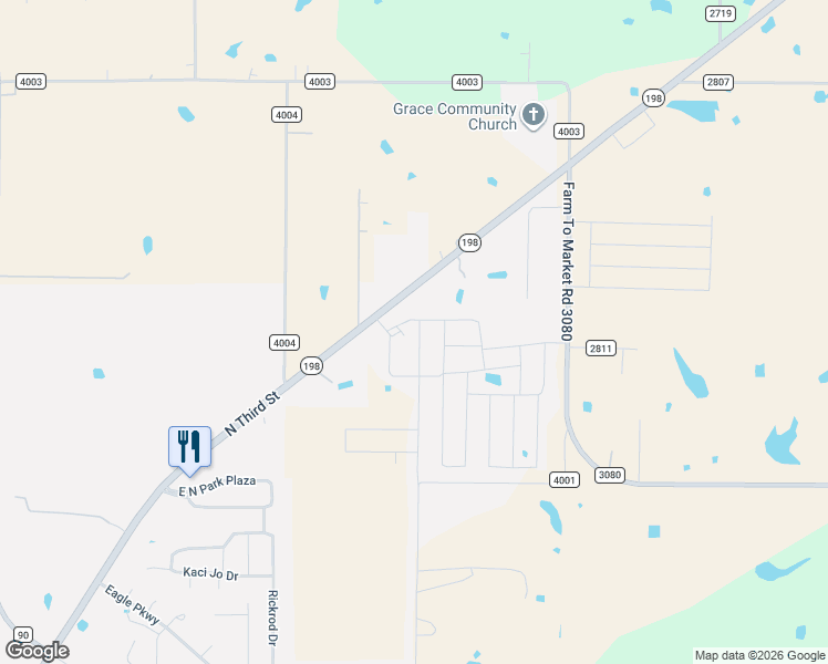 map of restaurants, bars, coffee shops, grocery stores, and more near 15350 Texas 198 in Mabank