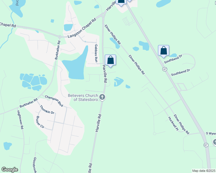 map of restaurants, bars, coffee shops, grocery stores, and more near 142 Reserve Lane in Statesboro