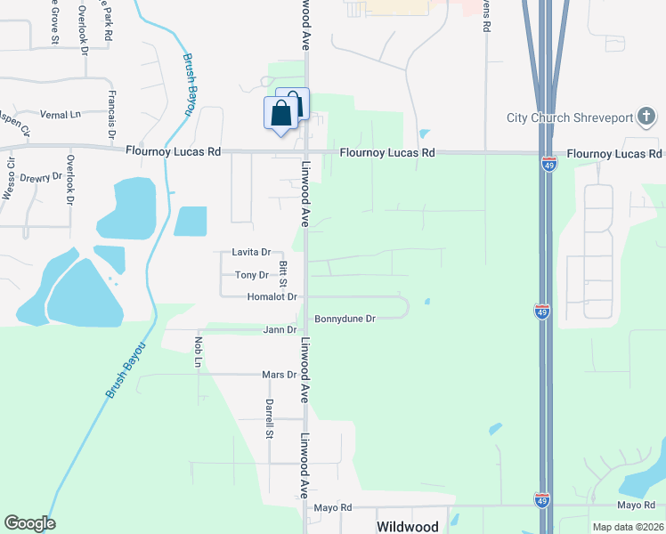 map of restaurants, bars, coffee shops, grocery stores, and more near 377 Grand Rue in Shreveport