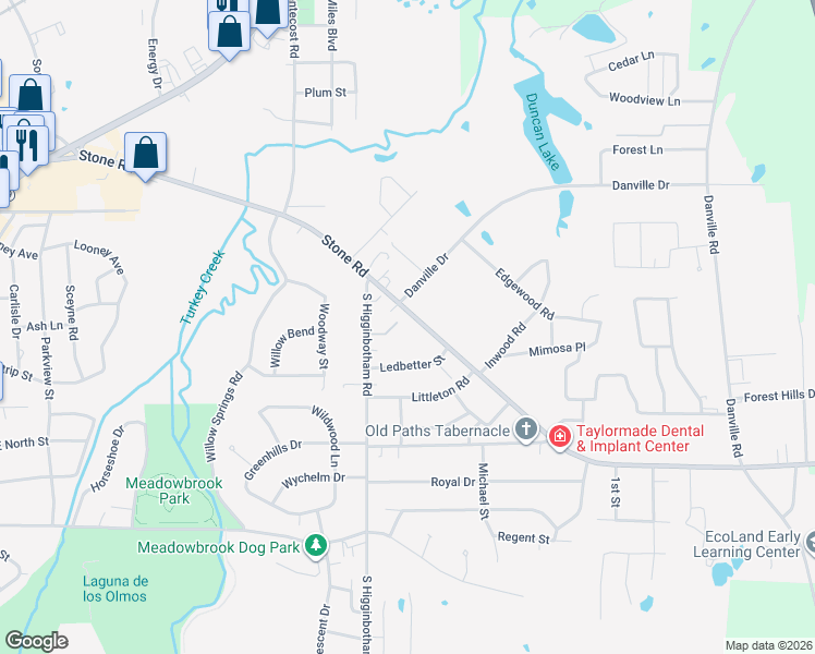 map of restaurants, bars, coffee shops, grocery stores, and more near 2808 Stone Road in Kilgore