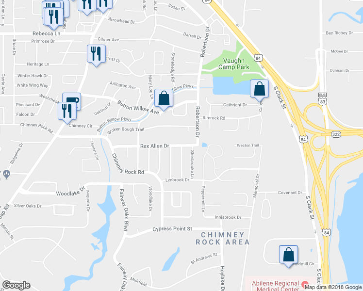 map of restaurants, bars, coffee shops, grocery stores, and more near 2921 Rex Allen Drive in Abilene