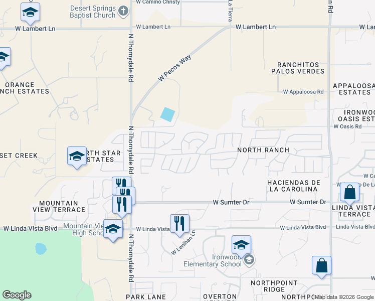 map of restaurants, bars, coffee shops, grocery stores, and more near 9907 North Woodstone Trail in Tucson