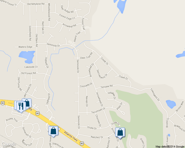 map of restaurants, bars, coffee shops, grocery stores, and more near 414 Arrowhead Dr in Montgomery