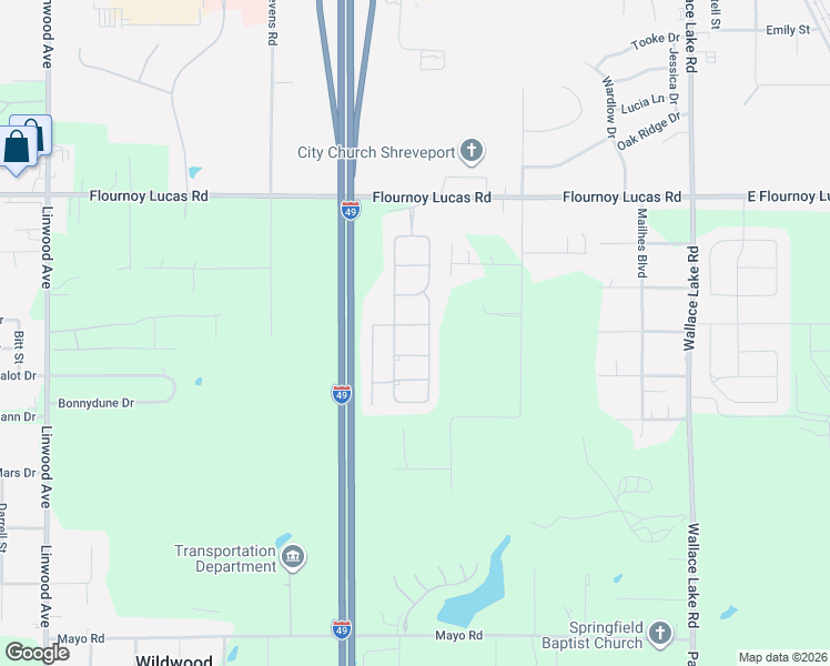 map of restaurants, bars, coffee shops, grocery stores, and more near 9013 Mitcham Street in Shreveport