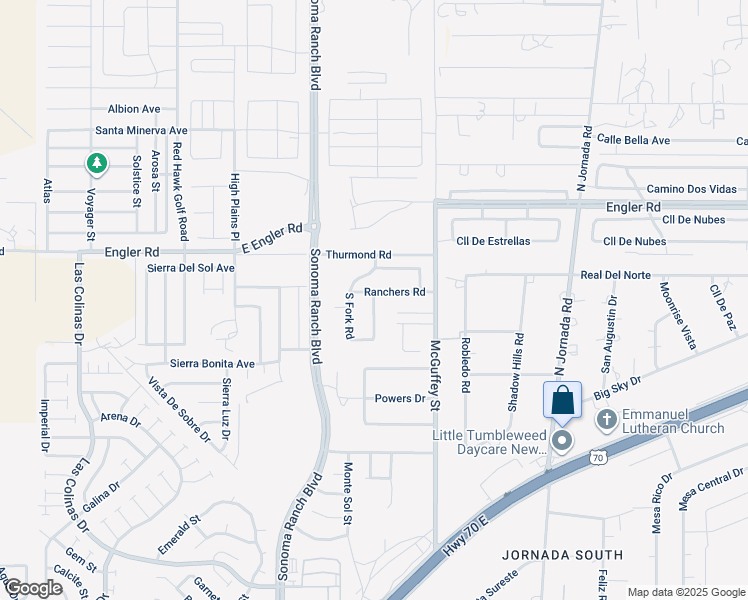 map of restaurants, bars, coffee shops, grocery stores, and more near 4909 South Fork Road in Las Cruces
