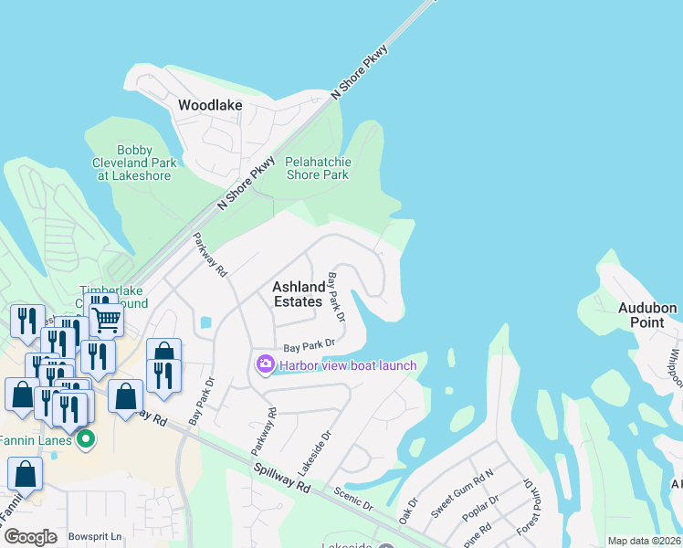 map of restaurants, bars, coffee shops, grocery stores, and more near 234 Bay Park Drive in Brandon