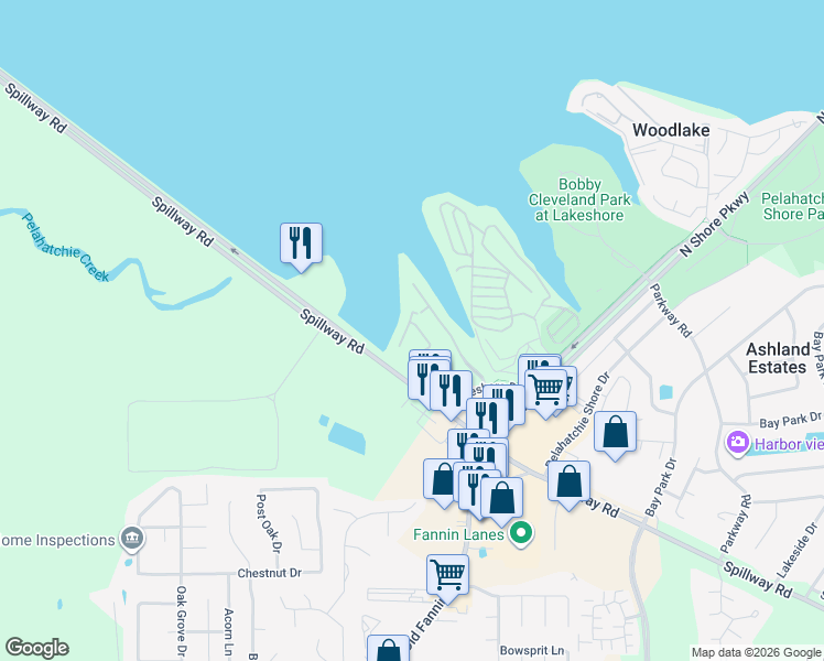 map of restaurants, bars, coffee shops, grocery stores, and more near 25 Savannah Circle in Brandon