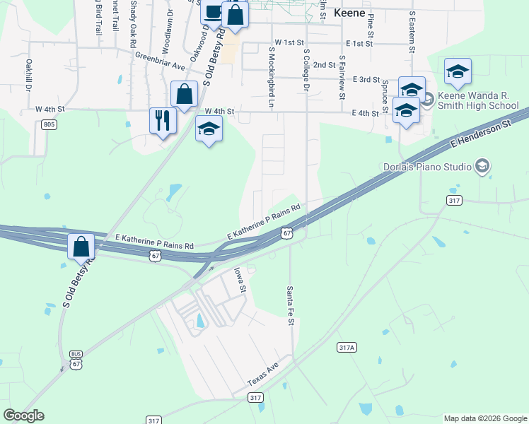 map of restaurants, bars, coffee shops, grocery stores, and more near 557 Molly Lane in Keene