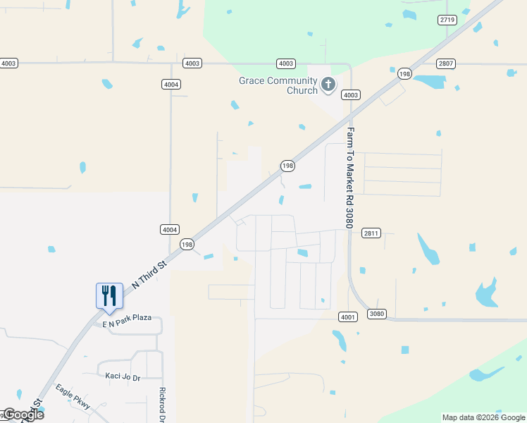 map of restaurants, bars, coffee shops, grocery stores, and more near 15350 Texas 198 in Mabank