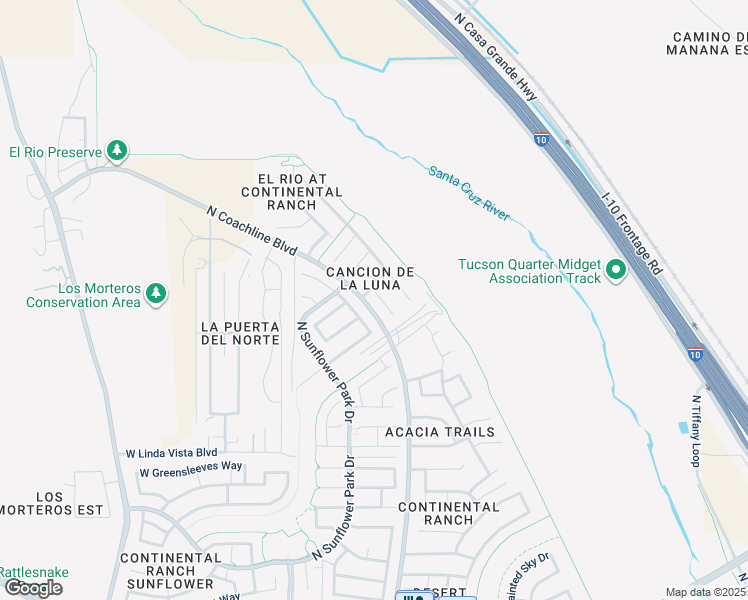 map of restaurants, bars, coffee shops, grocery stores, and more near 9908 North Sand Dollar Court in Tucson