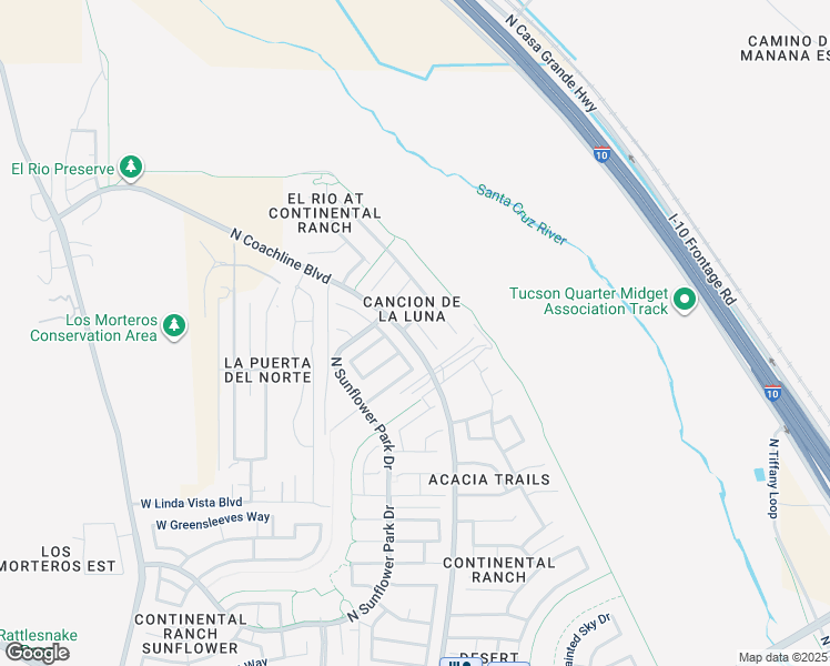 map of restaurants, bars, coffee shops, grocery stores, and more near 9908 North Sand Dollar Court in Tucson