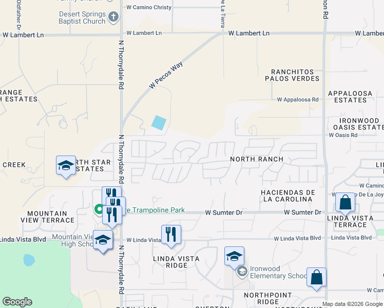 map of restaurants, bars, coffee shops, grocery stores, and more near 3461 West Desert Bend Loop in Tucson