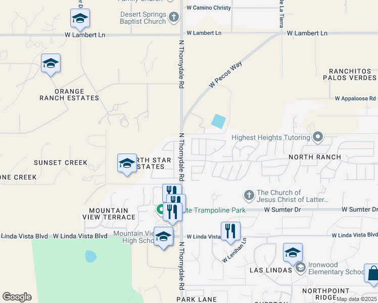 map of restaurants, bars, coffee shops, grocery stores, and more near 9929 North Black Mesa Trail in Tucson