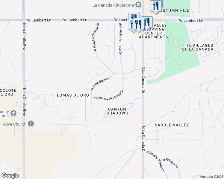 map of restaurants, bars, coffee shops, grocery stores, and more near 9893 Hacienda Hermosa Drive in Tucson